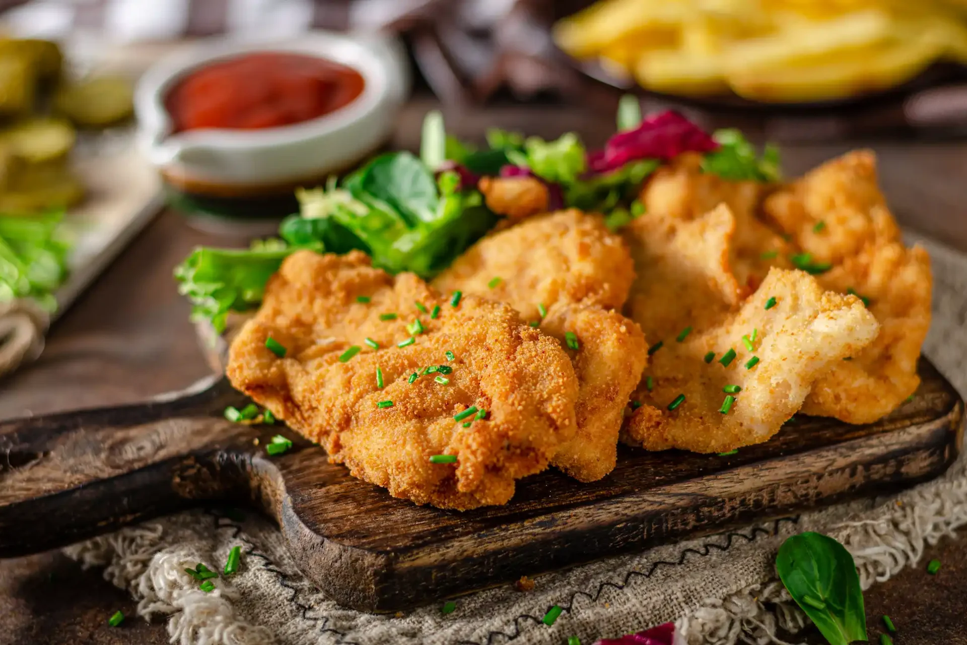 Tender-Schnitzel-mit-frischem-Salat-Tomaten-und-Pommes-frites